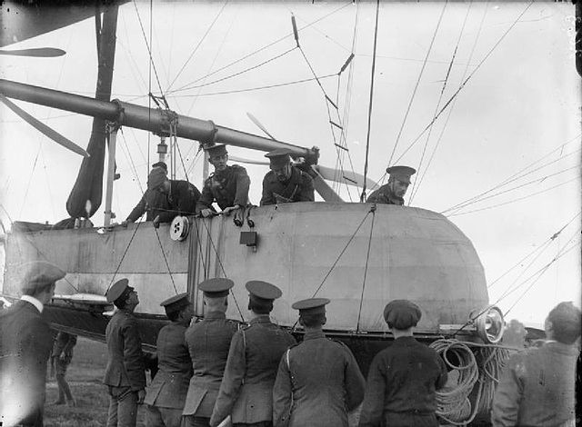 The pre-World War 1, British Army airship Delta, fitted with swiveling propellers