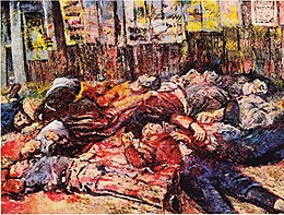 Martyrs of Piazzale Loreto, 1944 painting by Aligi Sassu. Aligi Sassu, Martiri di Piazzale Loreto, (1944).jpg
