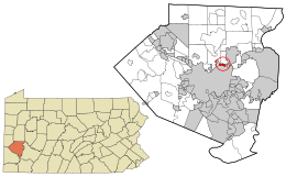 Lokasi di Allegheny County dan negara bagian Pennsylvania.