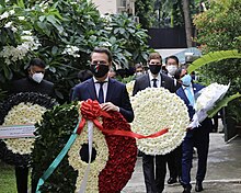 Ambassador's from various different nations to Bangladesh paying tribute to the victims at the 5th anniversary of the attack Ambassador Miller joined in commemoration of the fifth anniversary of the Holey Artisan Bakery attack.d (51293399083).jpg