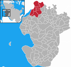 Map of Dithmarschen highlighting Lunden