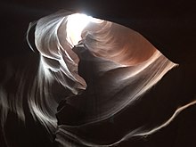 Erosion over time due to wind and rains have created beautiful canyons in the landscape. Antelope Canyon, AZ Antelope Canyon Heart.jpg