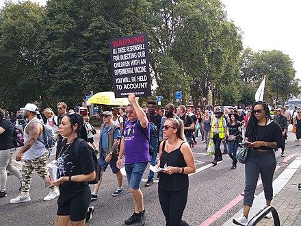 A protest against COVID-19 vaccination in London, United Kingdom