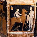 Rhesus Painter - RVAp 8-102b - boy on horseback and youth in naiskos - Dionysos with satyrs and maenads - London BM 1856-1226-2 - 02