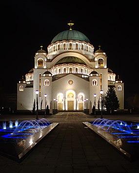 Bělehrad, Vračar, chrám svatého Sávy v noci II.jpg