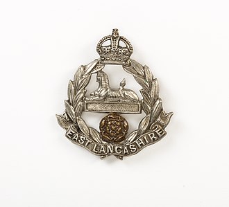 East Lancashire Regiment cap badge. Badge, regimental (AM 790878-1).jpg