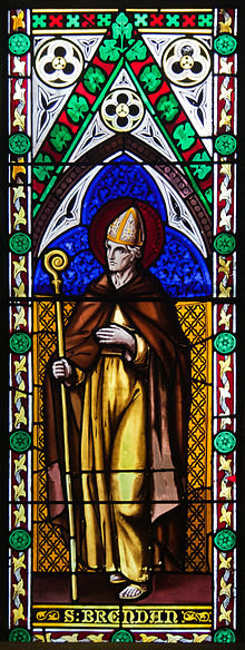 Detail Kostel svatého Michala, Ballinasloe, okno z barevného skla