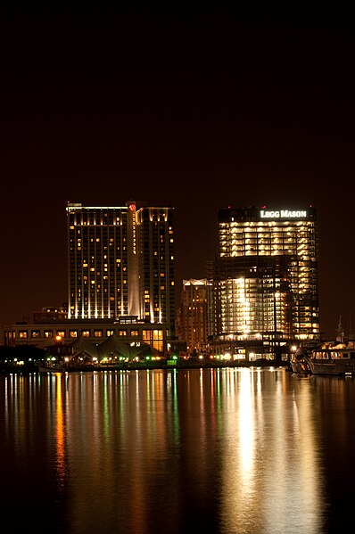 File:Baltimore Marriott Waterfront Hotel and Legg Mason Tower, night.jpg