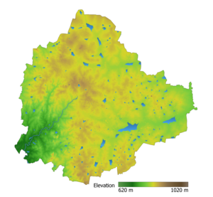 300px bangalore elevation map with waterbodies