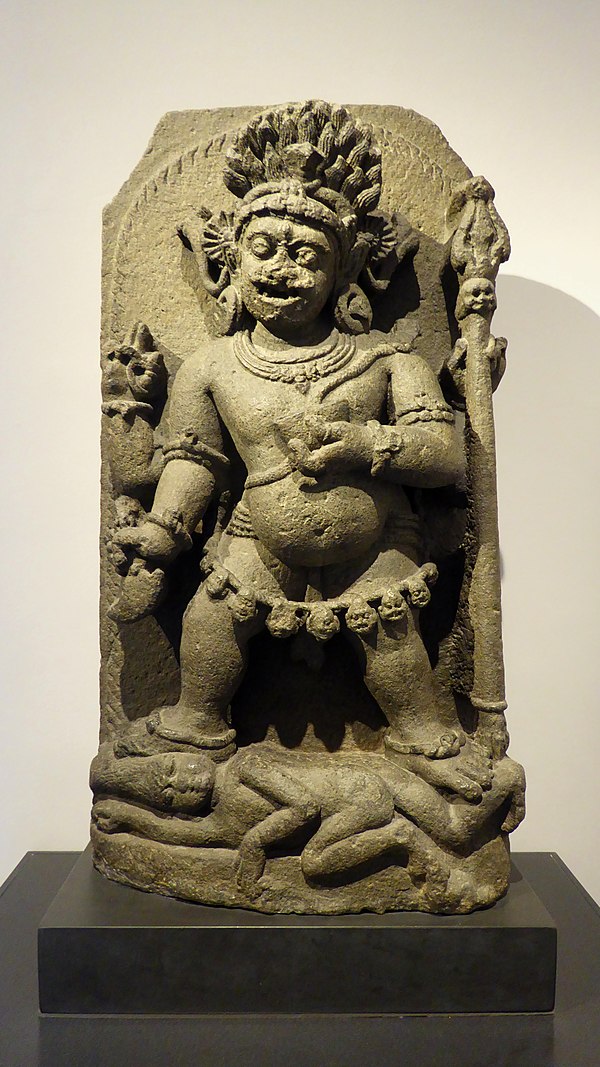 A basalt statue of Mahākāla from Odisha, dated to the Pala period (eastern Bengal, 1100–1200 CE). Victoria and Albert Museum, London