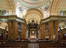 A neo-baroque ciborium is located under the dome of the building Basilique-cathedrale Marie-Reine-du-Monde de Montreal, Interior view 20170410 1.jpg