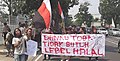 Sebuah bendera Batak yang dikibarkan pada sebuah protes.