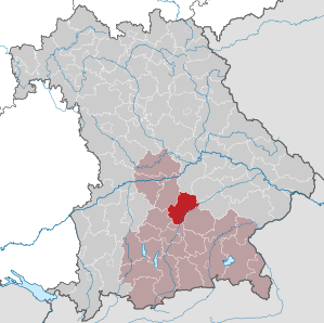 Beliggenheden af Landkreis Freising i Bayern (klikbart kort)