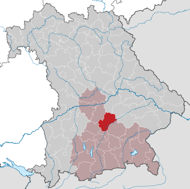 Landkreis Freisings läge i Bayern