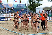 Deutsch: Beachhandball Europameisterschaften 2019 (Beach handball Euro); Tag 6: 7. Juli 2019 – Spiel um Platz Drei, Frauen, Kroatien-Niederlande 0:2 (14:23, 20:22) English: Beach handball Euro; Day 6: 7 July 2019 – Women's Bronze Medal Match – Croatia-Netherlands 0:2 (14:23, 20:22)