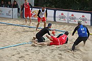 Deutsch: Beachhandball Europameisterschaften 2019 (Beach handball Euro); Tag 3: 4. Juli 2019 – Männer, Hauptrunde Gruppe II, Frankreich-Kroatien 0:2 (16:24, 10:27) English: Beach handball Euro; Day 3: 4 July 2019 – Men Main Round Group II – France-Croatia 0:2 (16:24, 10:27)