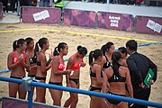 Deutsch: Beachhandball bei den Olympischen Jugendspielen 2018; Tag 5, 10. November 2018; Mädchen, Hauptrunde - Chinese Taipei (Taiwan)-Niederlande 1:2 English: Beach handball at the 2018 Summer Youth Olympics at 11 October 2018 – Girls Main Round – Chinese Taipei (Taiwan)-Netherlands 1:2