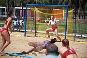 Deutsch: Beachhandball bei den Olympischen Jugendspielen 2018; Tag 3, 10. Oktober 2018; Mädchen, Vorrunde, Gruppe A - Kroatien-Amerikanisch Samos 2:0 English: Beach handball at the 2018 Summer Youth Olympics at 10 October 2018 – Girls Preliminary Round Group A‎ – Croatia-American Samoa 2:0