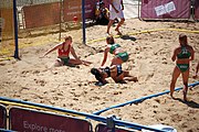 Deutsch: Beachhandball bei den Olympischen Jugendspielen 2018; Tag 4, 10. Oktober 2018; Mädchen, Vorrunde, Gruppe A - Ungarn-Chinese Taipei (Taiwan) 2:0 English: Beach handball at the 2018 Summer Youth Olympics at 10 October 2018 – Girls Preliminary Round Group A‎ – Hungary-Chinese Taipei 2:0