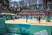 Deutsch: Beachvolleyball bei den Olympischen Jugendspielen 2018; Tag 11, 17. Oktober 2018; Jungen,Finale – Niederlande (Matthew Immers/Yorick de Groot)-Schweden (David Åhman/Jonatan Hellvig) 0:2 (20–22/15–21) English: Beach volleyball at the 2018 Summer Youth Olympics at 17 October 2018 – Final – Netherlands (Matthew Immers/Yorick de Groot)-Sweden (David Åhman/Jonatan Hellvig) 0:2 (20–22/15–21)