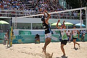 Deutsch: Beachvolleyball bei den Olympischen Jugendspielen 2018; Tag 11, 17. Oktober 2018; Jungen, Spiel um Platz 3 – Argentinien-Ungarn 2:0 (21–15/21–15) English: Beach volleyball at the 2018 Summer Youth Olympics at 17 October 2018 – Bronze Medal Match – Argentina-Hungary 2:0 (21–15/21–15)