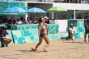 Deutsch: Beachvolleyball bei den Olympischen Jugendspielen 2018; Tag 11, 17. Oktober 2018; Jungen, Spiel um Platz 3 – USA (Devon Newberry/Lindsey Sparks)-Norwegen (Emilie Olimstad/Frida Berntsen) 1:2 (21–1/13–21/9–15) English: Beach volleyball at the 2018 Summer Youth Olympics at 17 October 2018 – Bronze Medal Match – USA (Devon Newberry/Lindsey Sparks)-Norway (Emilie Olimstad/Frida Berntsen) 1:2 (21–1/13–21/9–15)