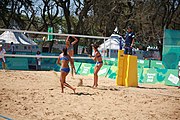 Deutsch: Beachvolleyball bei den Olympischen Jugendspielen 2018; Tag 8, 14. Oktober 2018; Mädchen, Achtelfinale – Mexiko-China 0:2 (15–21/16–21) English: Beach volleyball at the 2018 Summer Youth Olympics at 14 October 2018 – Girls Round of 16 – Mexico-China 0:2 (15–21/16–21)