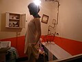 The interior of the "Crooked House", a model house designed to look as though it has been damaged by cliff erosion by the nearby cliffs at Blackgang Chine, a theme park on the Isle of Wight.