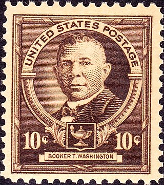 The postage stamp featuring Booker T. Washington.