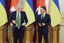 Ukrainian President Zelenskyy and British Prime Minister Boris Johnson in Kyiv on 1 February 2022 Boris Johnson's visit to Ukraine in occasion of the possible Russian invasion (52).jpg
