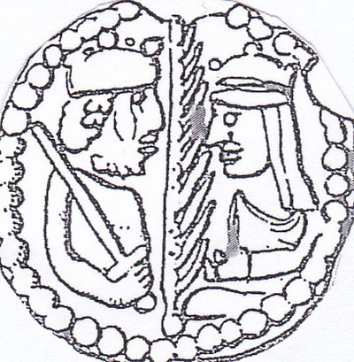 1157 bracteate depicting Valdemar and his wife, Sophia