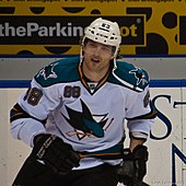 Burns with the Sharks in December 2011, during his first season with the team.