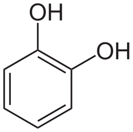 Chemical diagram of a catechol structure.