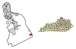 Location of Mentor in Campbell County, Kentucky.