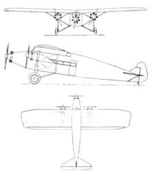 Caproni Ca.101 3-View drawing from L'Air January 1, 1929 Caproni Ca.101 3-View L'Air January 1,1929.png