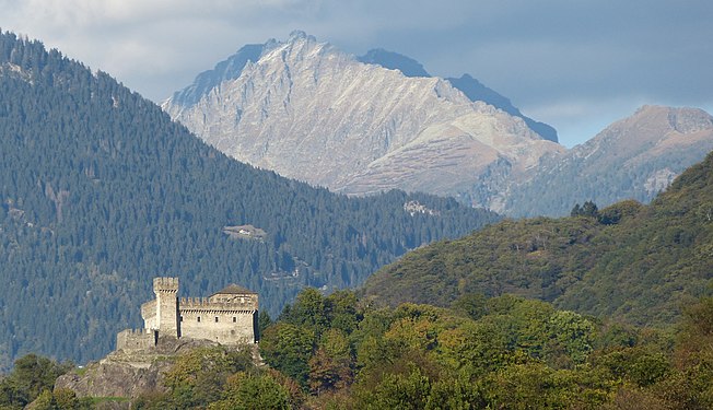 Sasso Corbaro castle (Castello Sasso Corbaro) above Bellinzona, Switzerland