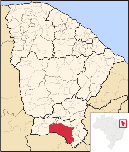 Ligging van de Braziliaanse microregio Cariri in Ceará