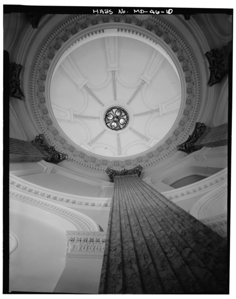 File:Ceiling and skylight above the rotunda - Baltimore City Hall, Holliday Street, Baltimore, Independent City, MD HABS MD,4-BALT,123-10.tif
