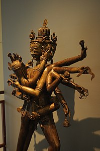 Cakrasaṃvara, Western Tibet, late 19th century or earlier, copper alloy with inlay of silver and copper, and applied gold paint.