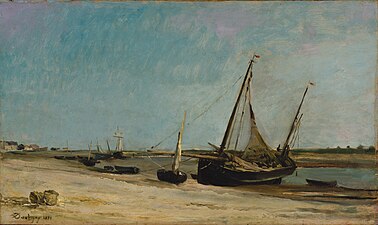 Bateaux sur la côte à Étaples (1871), huile sur panneau, 34.3 x 58,1 cm, New York, Metropolitan Museum of Art.