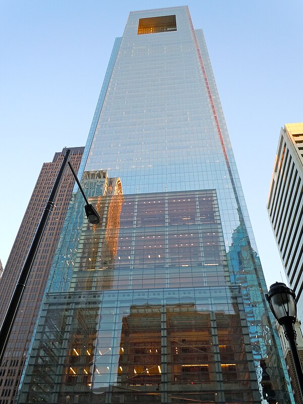 A view from the bottom of the Comcast Center