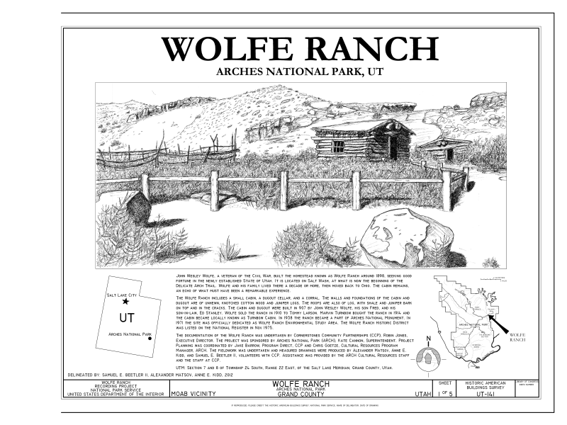 File:Cover Sheet, Location Maps, Statement of Significance - Wolfe Ranch, Moab, Grand County, UT HABS UT-141 (sheet 1 of 5).png