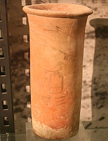 Cylinder vessel made from marl clay, from the 1st dynasty Cylinder vessel of King Hor Aha from Saqqara, 1st dynasty - Kestner-Museum, Hannover.jpg