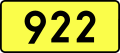 English: Sign of DW 922 with oficial font Drogowskaz and adequate dimensions.