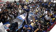 Kurt Busch celebrating winning the Pennsylvania 500. Defense.gov photo essay 070806-F-0193C-007.jpg