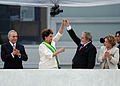 Michel Temer, Dilma Rousseff, Lula da Silva et Marisa Letizia à la cérémonie d'inauguration