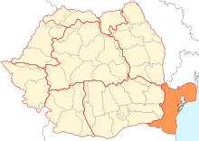 Ubicación de North Dobruja en Rumania