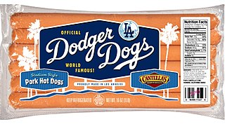 Dodger Dog Hot dog served by the Los Angeles Dodgers