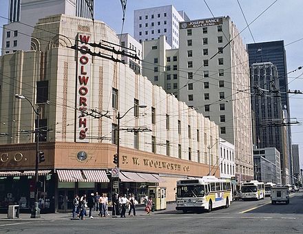 The Woolworth's store in downtown Seattle in the 1980s