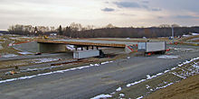 The Drury Lane exit under construction. The original overpass was replaced with a new, wider one. Drury Lane exit construction.jpg